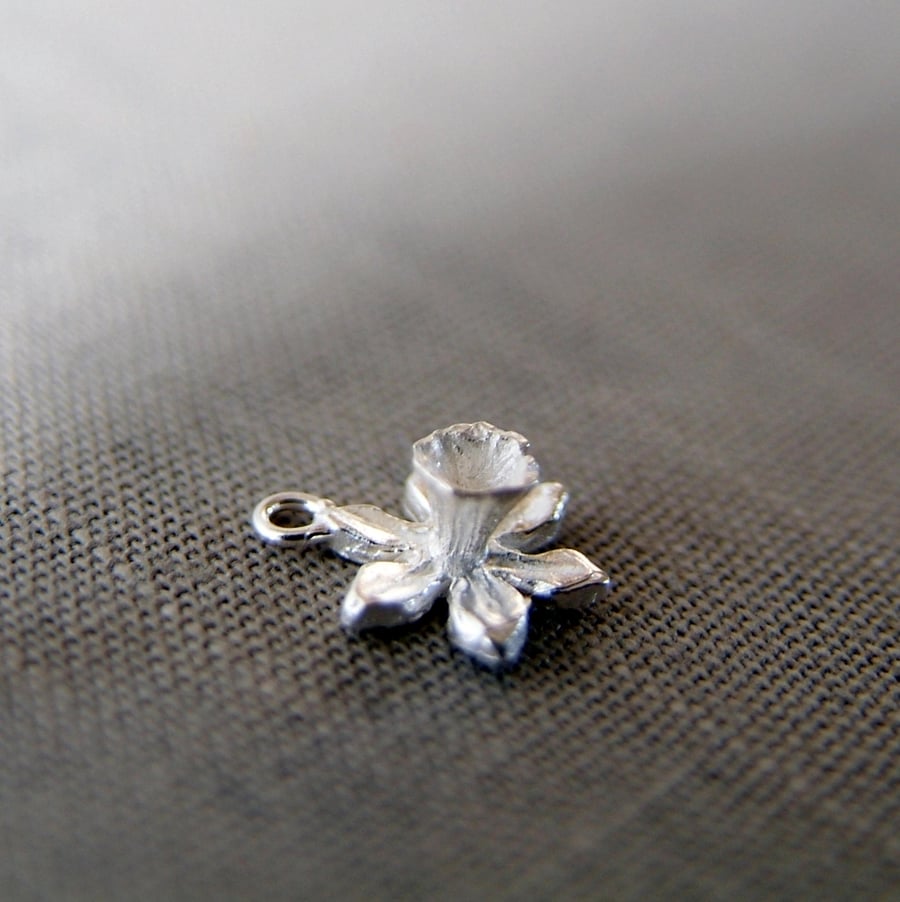 Daffodil Charm, Sterling Silver Flower, CHARM ONLY