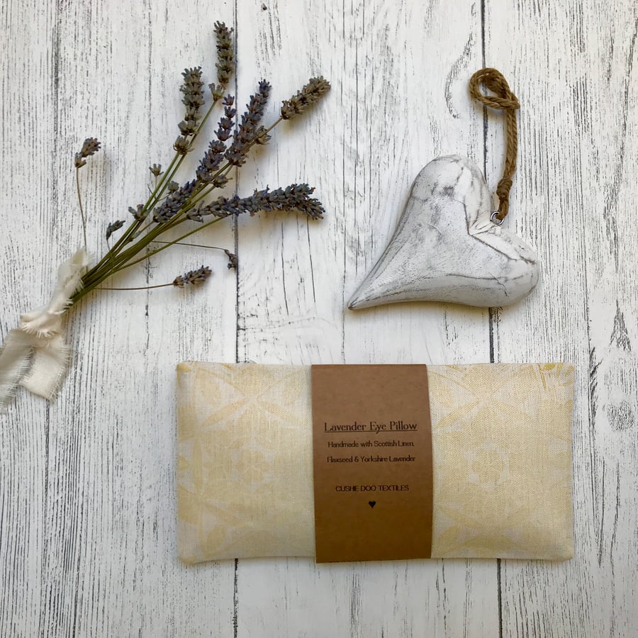 Hand Printed Linen Lavender Eye Pillow
