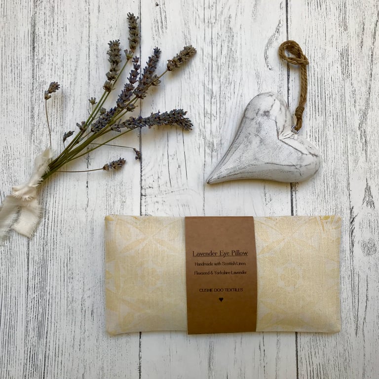 Hand Printed Linen Lavender Eye Pillow