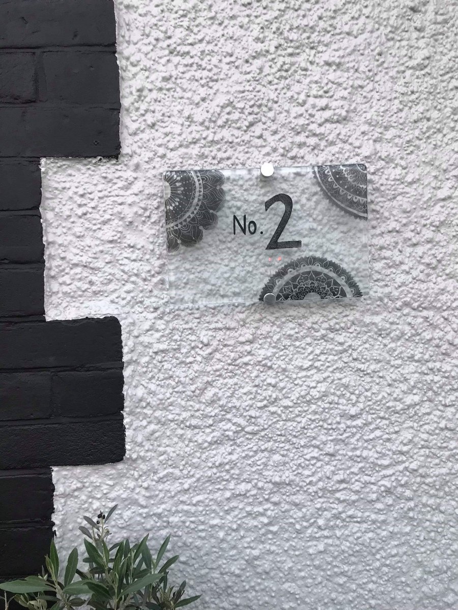 Bespoke fused glass house sign 