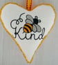 Bee Kind: Embroidered Felt Heart Decoration 16cm
