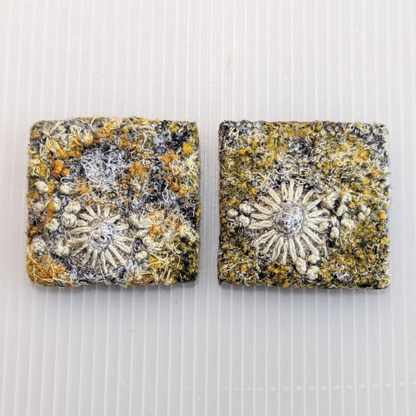 Yellow & Grey Coastal inspired Textile Ultra Mini Magnetic Art