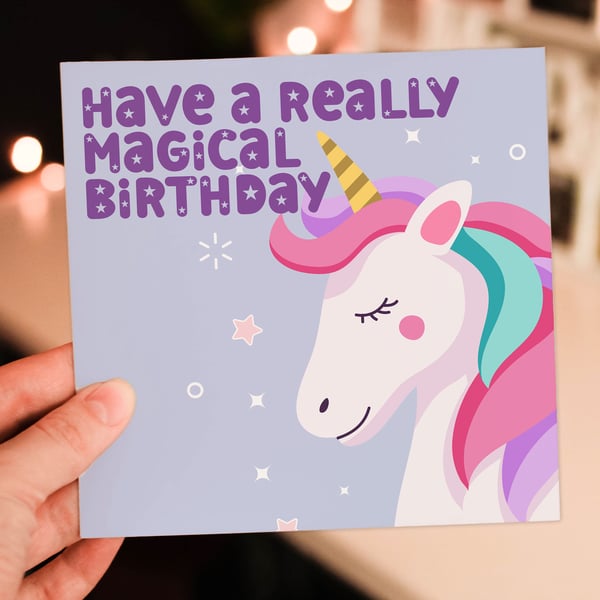 Birthday card: Unicorn - Really magical birthday