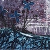 Original Collagraph and Collage  :: Violet :: 