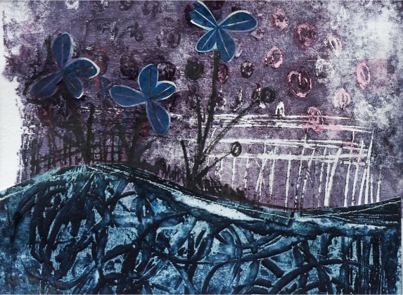 Original Collagraph and Collage  :: Violet :: 