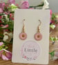 Pink  Flower Dangle Earrings, Enamel Floral Charms, Handmade Jewellery