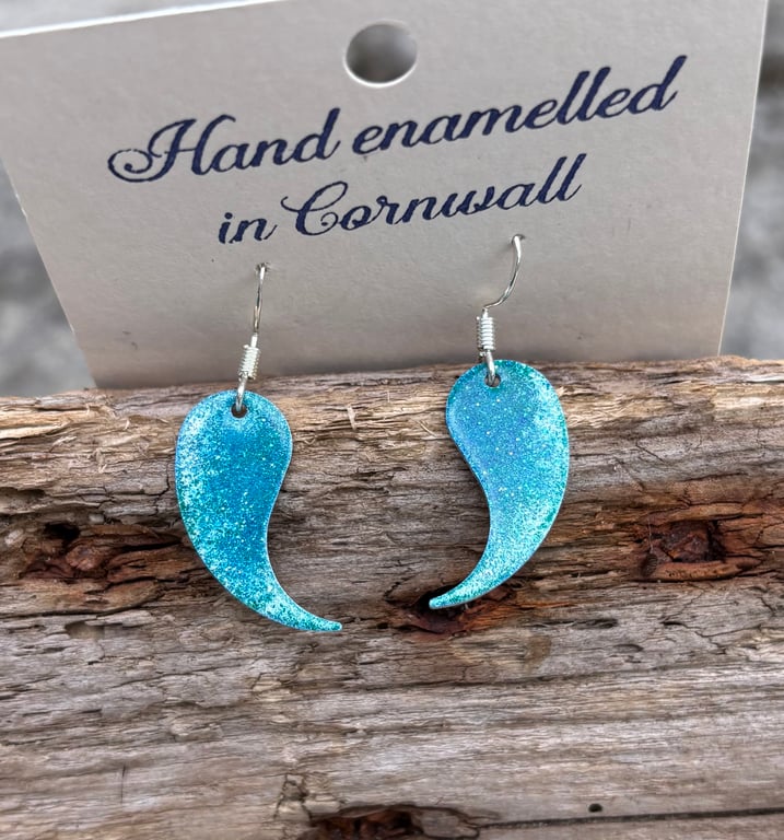 Swirling wave earrings on sterling silver hooks