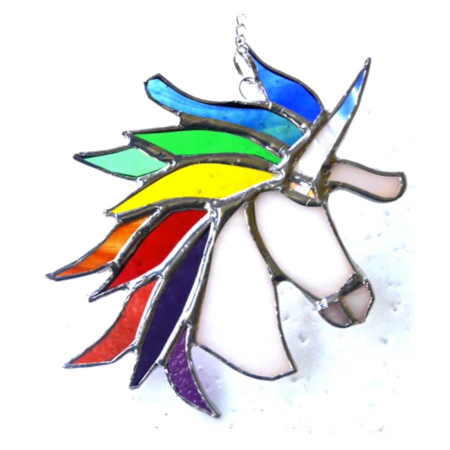 Unicorn Suncatcher Stained Glass Handmade 036 Rainbow