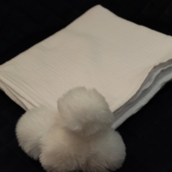 Handmade White Cotton Muslin Baby Shawl