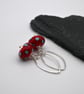 red and blue polka dot lampwork glass earrings - Image 3