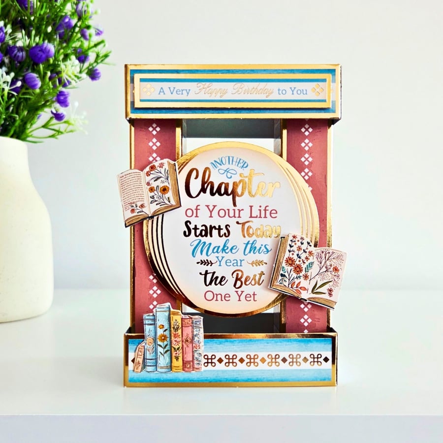 Book Themed 3D Tower Birthday Card With Reading Sentiment
