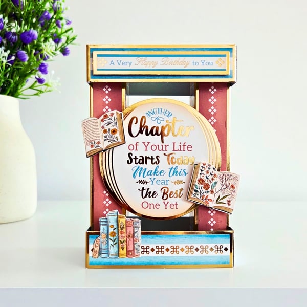 Book Themed 3D Tower Birthday Card With Reading Sentiment