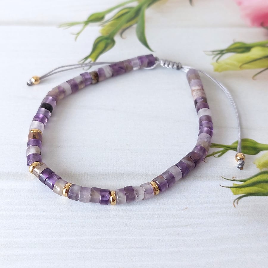 Amethyst Adjustable Gemstone Bracelet