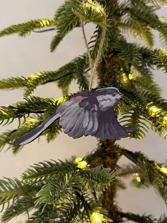 Sustainable Long Tailed Tit Bird Decoration