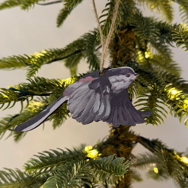 Sustainable Long Tailed Tit Bird Decoration
