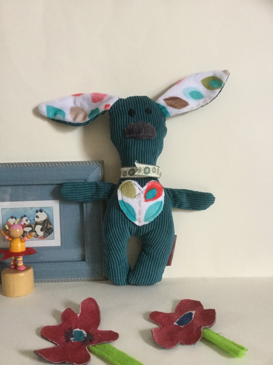 Jade Bunny, Handmade Plushie Jade Bunny with Heart, Nursery, Newborn gift