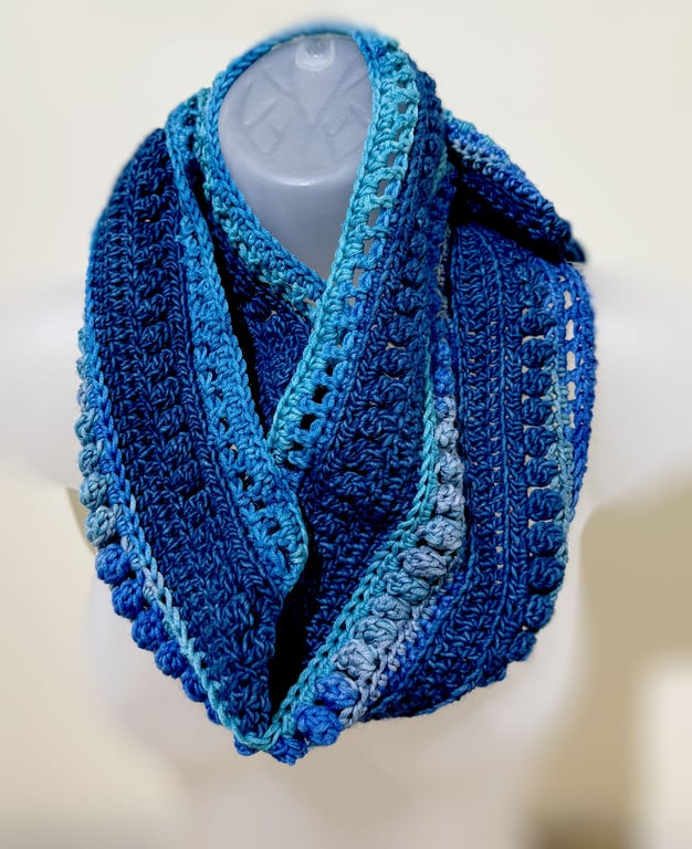 Merino Wool Blue Scarf Unisex Supersoft Neckwarmer Christmas Stocking Filler