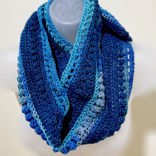 Merino Wool Blue Scarf Unisex Supersoft Neckwarmer Christmas Stocking Filler
