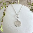 Sterling Silver Etched Round Pendant on 40cm Rope Chain