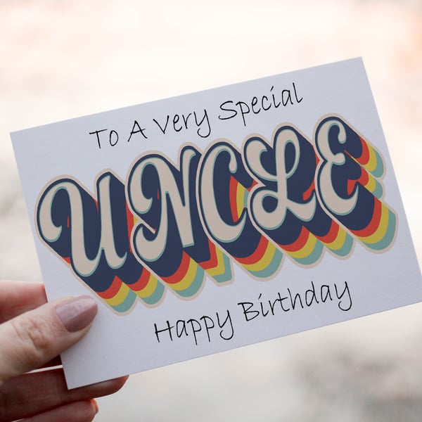 Retro Uncle Birthday Card, Card for Uncle, Special Uncle Birthday Card, Uncle