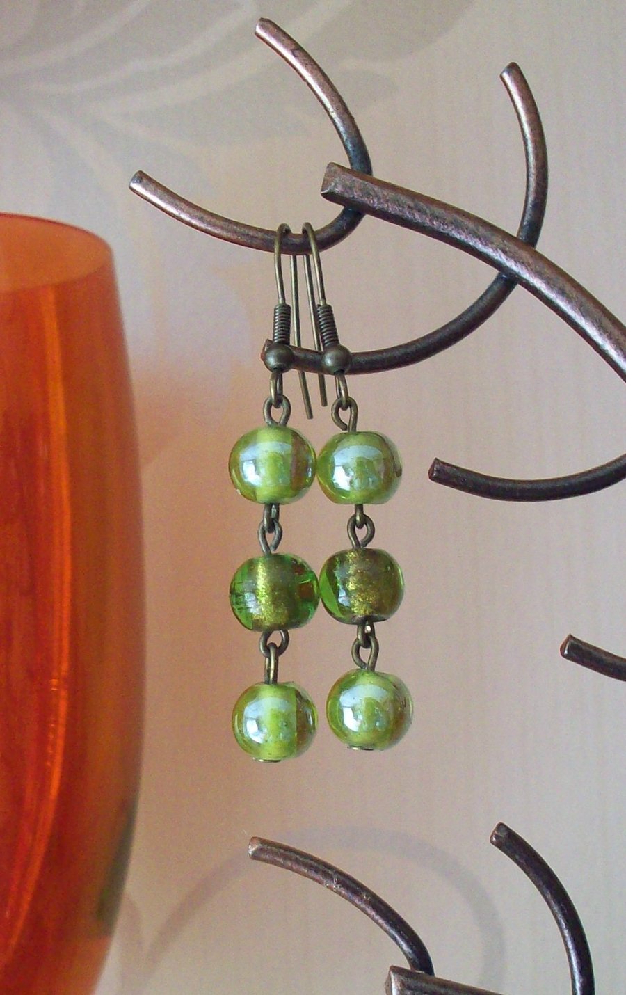 Green sparkle earrings