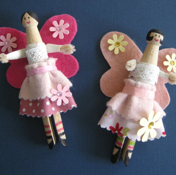 Craft Kit Make Two Fairy Peg Dolls Folksy