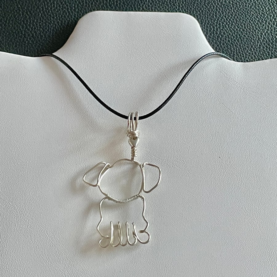 Wire Wrapped Sitting Dog Pendant