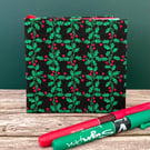 Handbound Small Green & Red Holly Leaf Sketchbook, Notebook, Journal