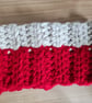 Handmade Ribbed Hat and Neck Warmer in Red and Parchment - Image 5