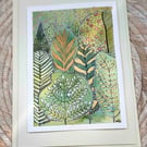 Whimsical Fairy Landscape - watercolour hand painted card 