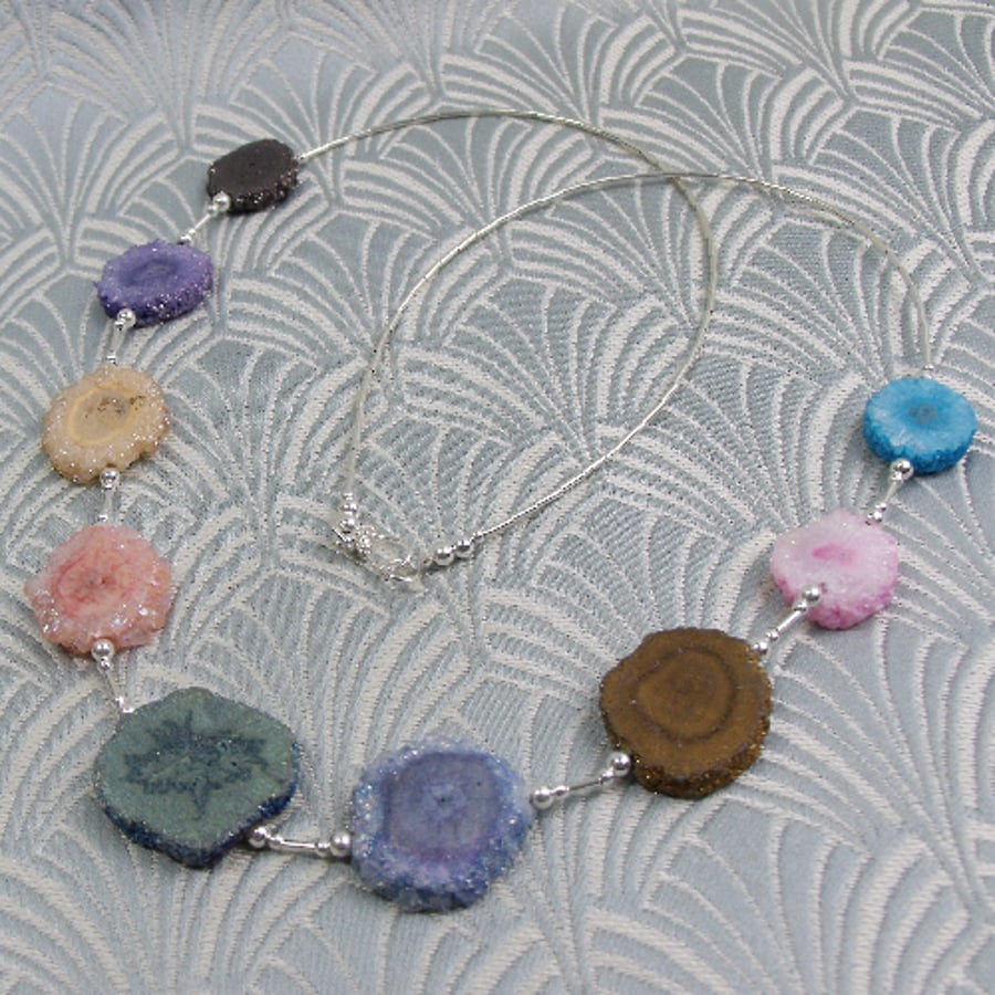 Druzy Quartz Necklace, Quartz & Sterling Silver Necklace, Handmade Necklace CC33