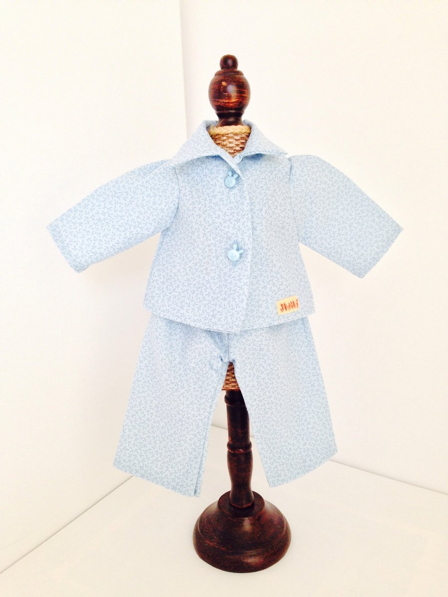 Blue sprig pattern pyjamas - 42cm doll