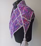 Shawl, Scarf, Wrap, Knitted Handspun Dyed, Purple, Pink & Grey, Merino - Image 6