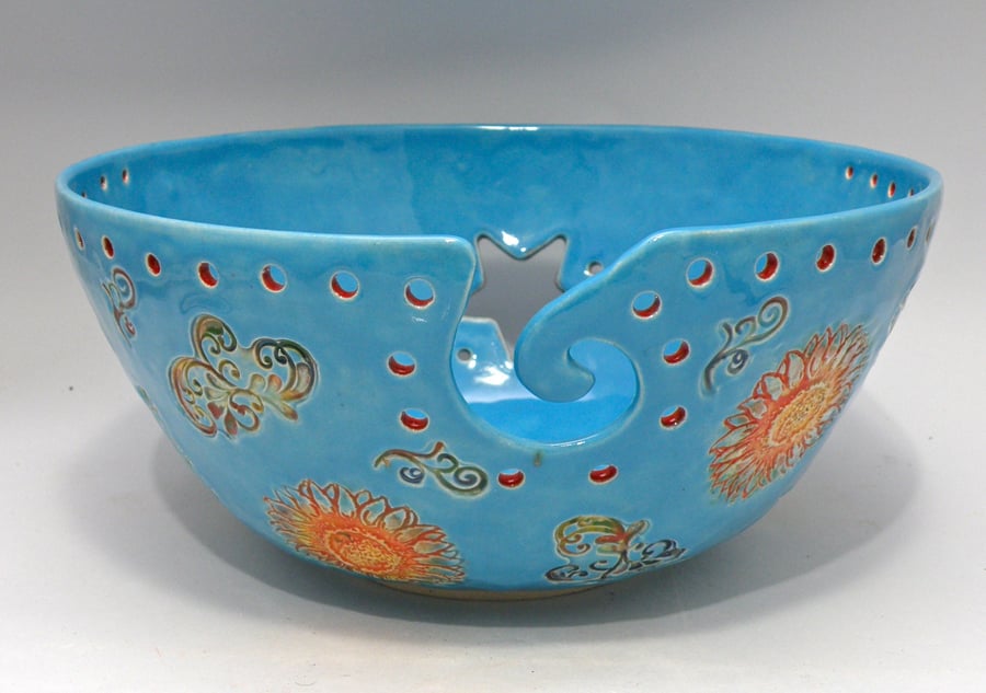 extra extra large yarn bowl Jumbo Yarn Bowl with multiple holes Knitting Bowl 