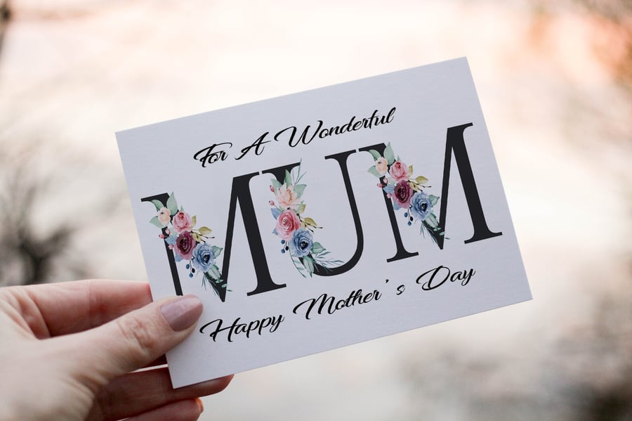 Wonderful Mother's Day Card, Wonderful Mum, Card for Mum, Mothers Day Card