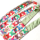 BUTTERFLIES theme, multicoloured, small lined shoulder bag