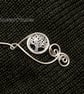 Tree of life silver charm shawl pin for knitted shawl and sweater, - Image 1