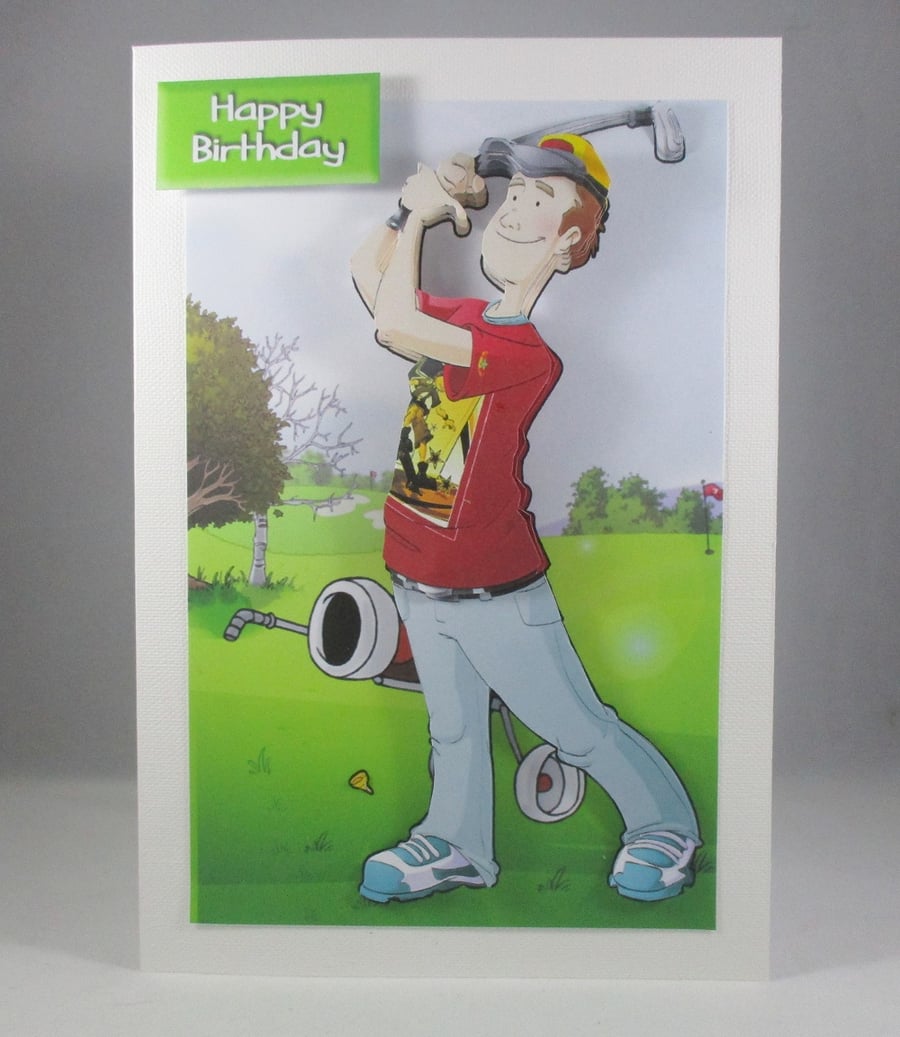Golfer 3D Birthday Card,personalise