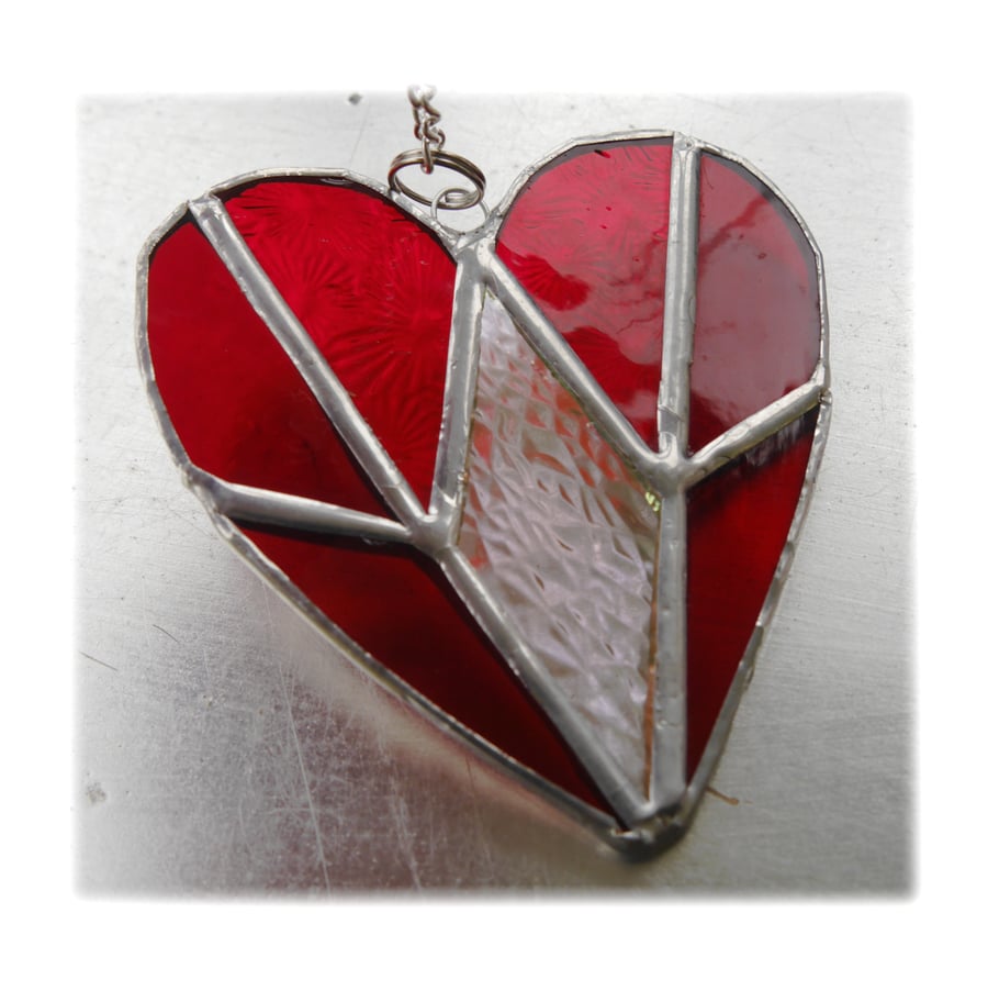 SOLD Diamond Heart Stained Glass Suncatcher 005