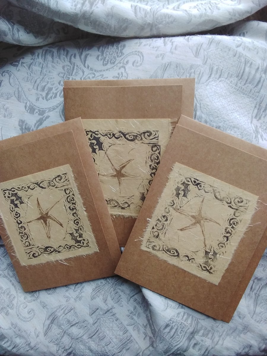 Dancing Star in Gold - set of 3 cards