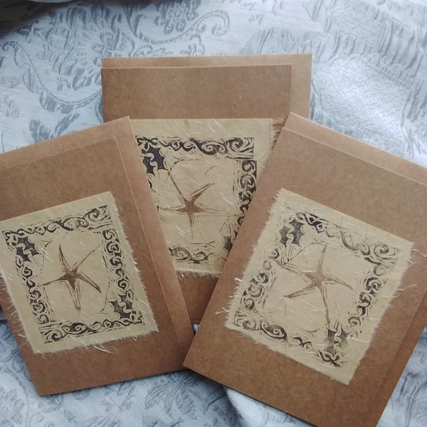 Dancing Star in Gold - set of 3 cards