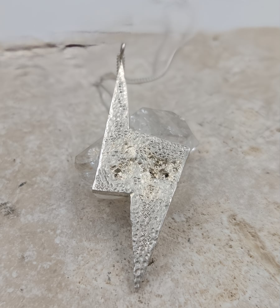 Molten Sterling Silver Lightning Bolt Pendant – One-of-a-Kind
