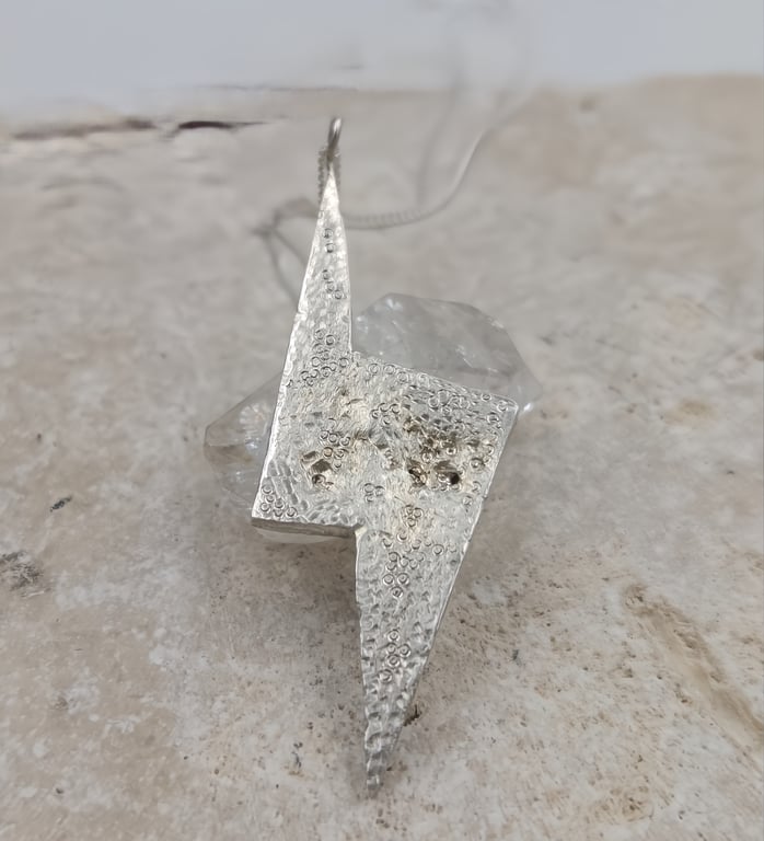 Molten Sterling Silver Lightning Bolt Pendant – One-of-a-Kind