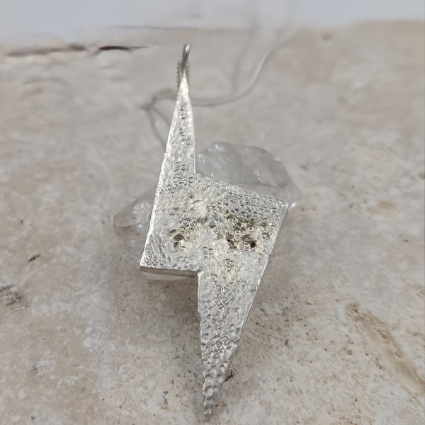 Molten Sterling Silver Lightning Bolt Pendant – One-of-a-Kind