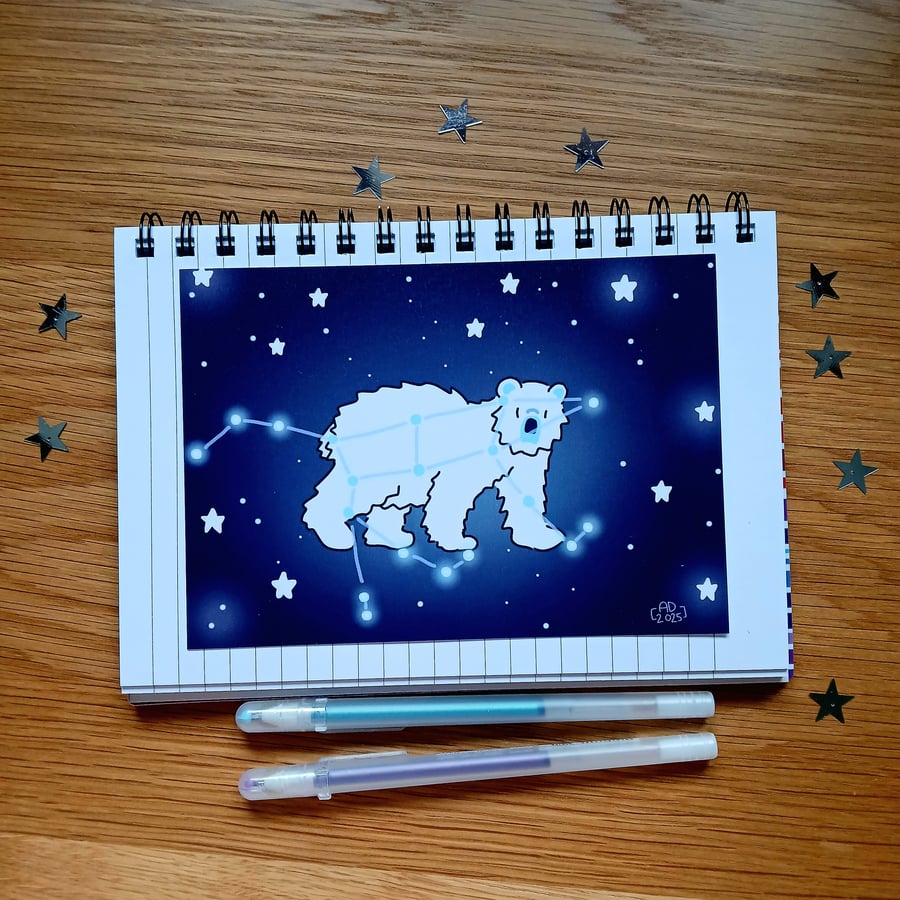 Ursa Major Constellation Art Print! Polar Bear Wall Art, Space Decor