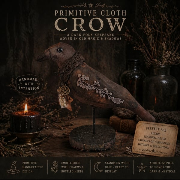 Primitive Hearthkeeper crow-  7 inches tall