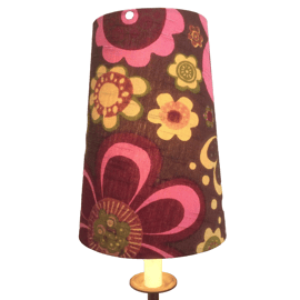 Funky Pink Brown DENISE Hippy Floral BORAs 60s 70s Vintage  Fabric Lampshade