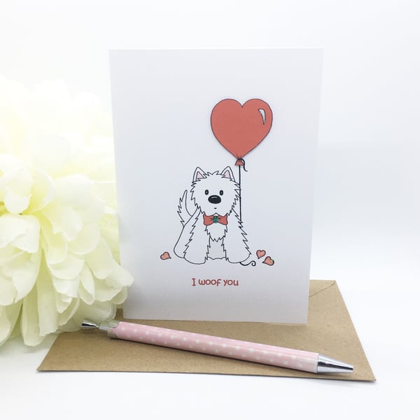 Westie Card - I woof you - Anniversary 