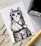 SALE - Sad Tabby Cat Wearing a Sling - Inktober 2019 - Day 19 - Ink Drawing - Image 5