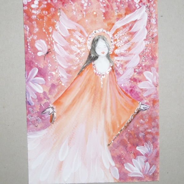 angel painting original art Spirit mixed media ( ref FA 412 G4 )